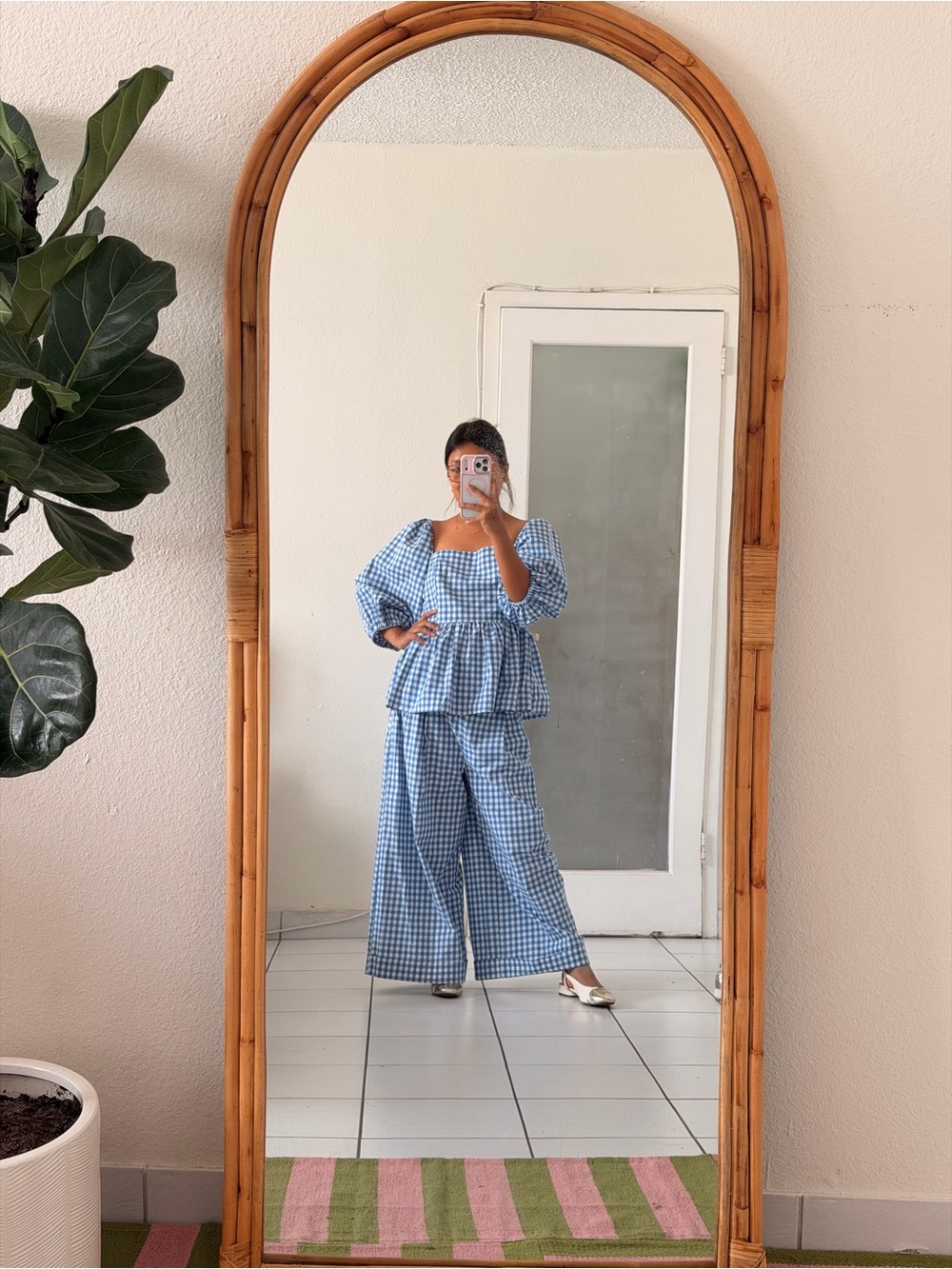 English Factory Blue and White Gingham Two-Piece Set